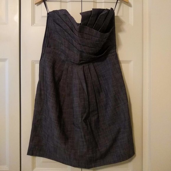 Modcloth Gray Asymmetrical Strapless Dress - Picture 1 of 4